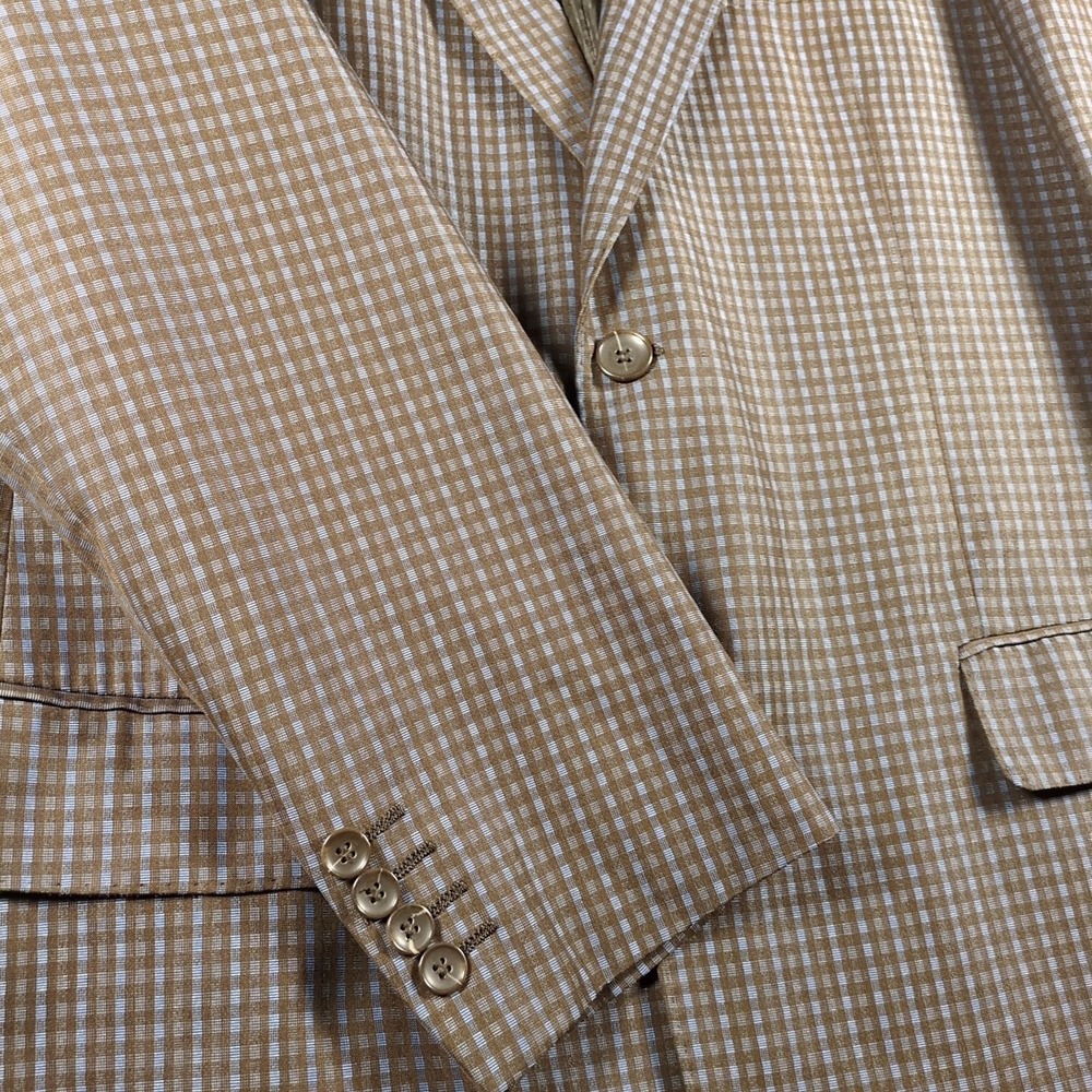 Royal Diamond Collection Suit Coat 44R‎ Brown Blue Plaid 2 Button Blazer Sport - Picture 2 of 7